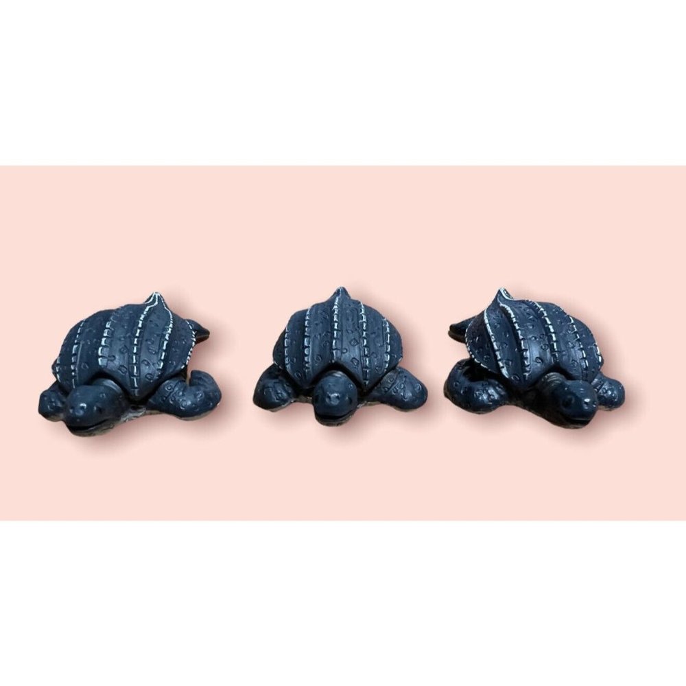 YOWIE  LEATHER BACK TURTLE Mini PVC Figures Realistic 3pc Lot Animal Toys EUC